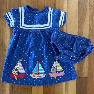 Mini Boden Sailboat 3-6m Dress + matching bloomers